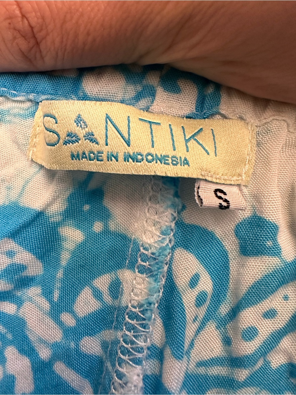 Santiki Sleeveless V-Neck Resort Romper Blue White Floral Tie-Dye Sz S $65 MSRP - Picture 4 of 6